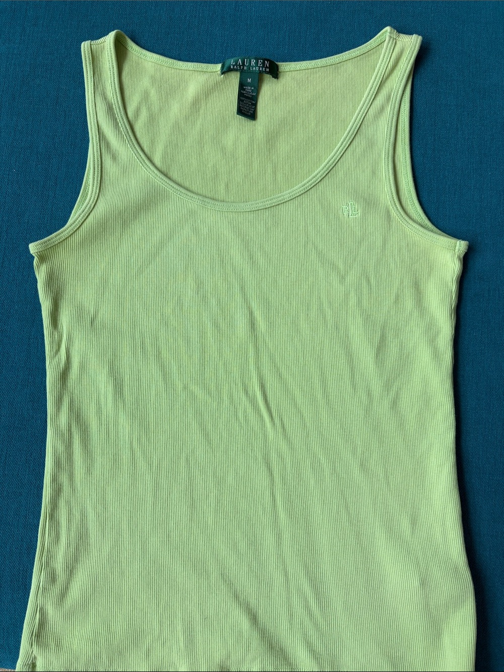 Lauren Ralph Lauren Pale Lime Ribbed Tank Top